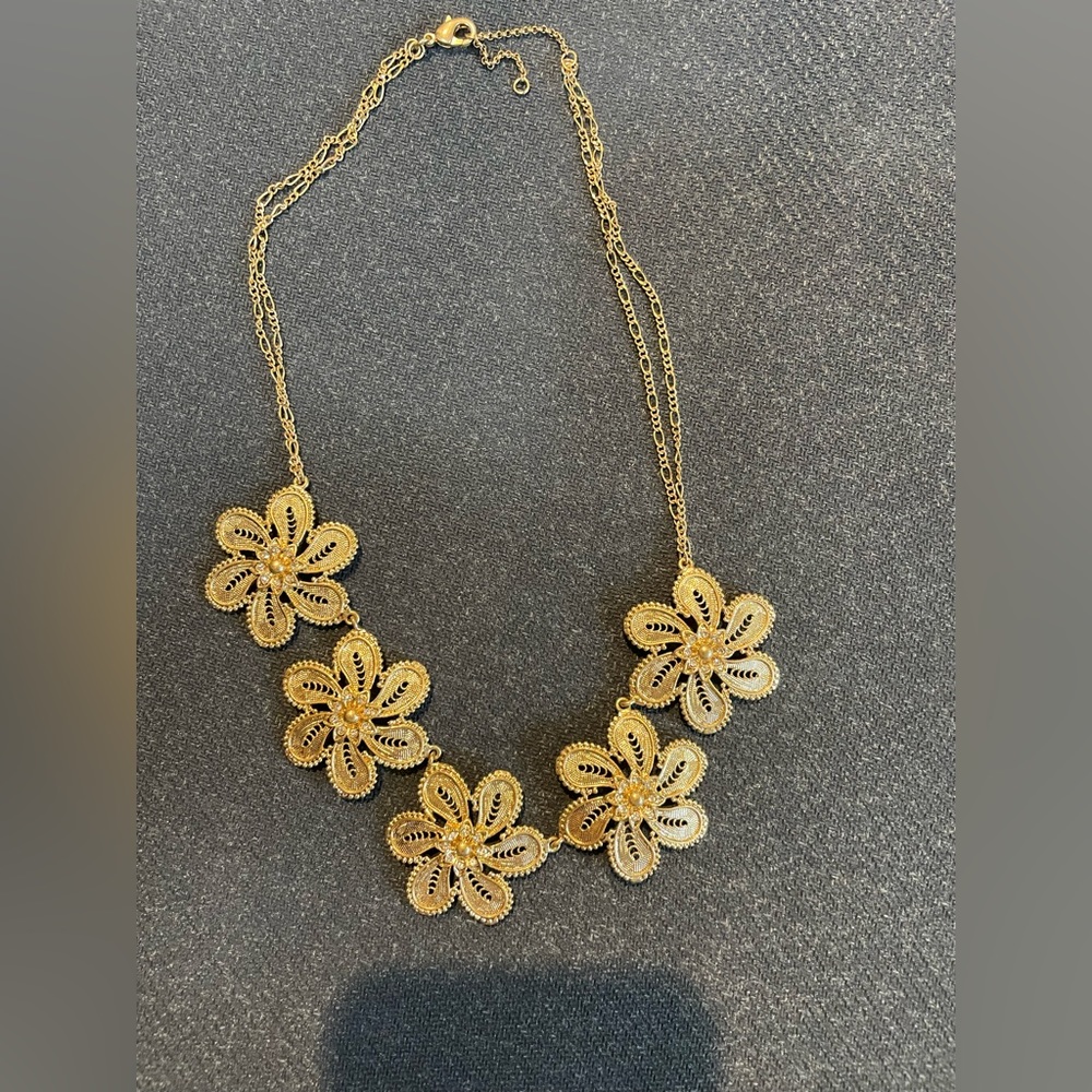 Anthropologie gold flower necklace